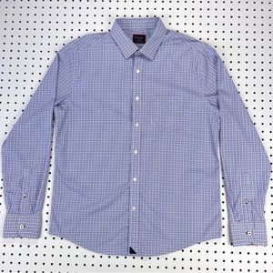 UNTUCKit Men's Dress Shirt L Slim Fit Gingham Plaid Blue Button Up Long Sleeve